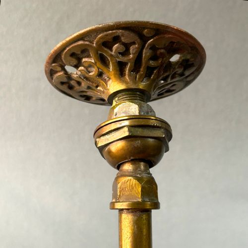 ATTRACTIVE ANTIQUE VICTORIAN STAINED GLASS AND BRASS HALL LANTERN - ADDITIONAL PHOTO 14