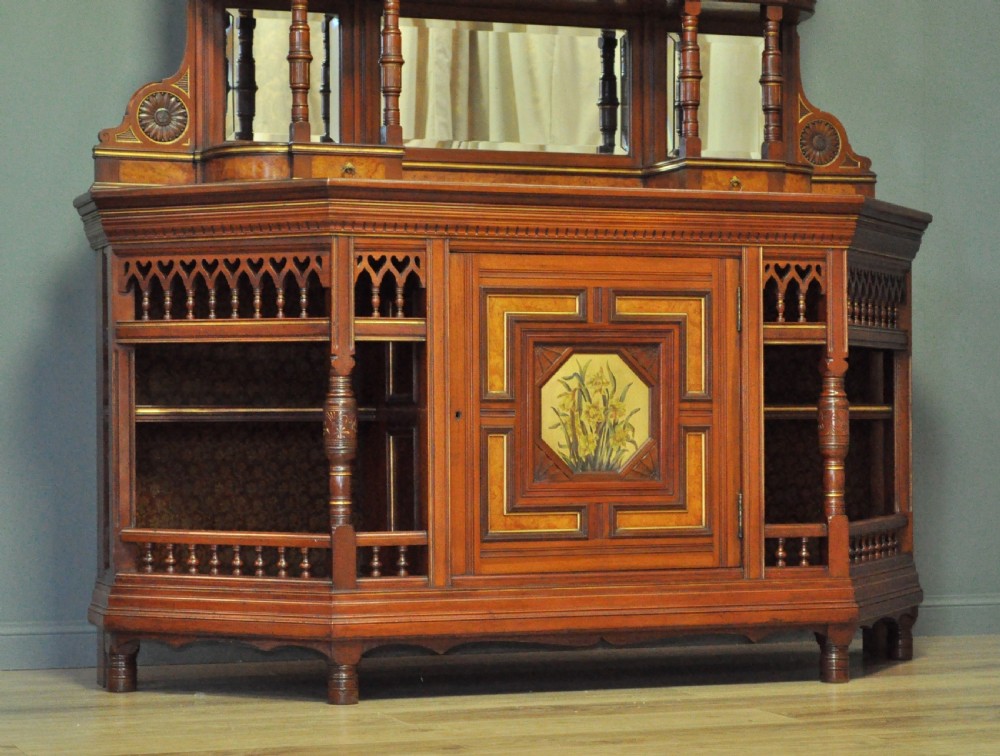 Large Antique Walnut Aesthetic Sideboard Dresser, Manner of Lambs of Manchester View III