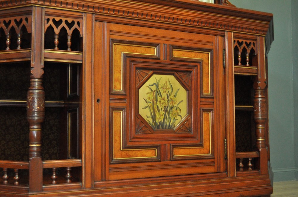 Large Antique Walnut Aesthetic Sideboard Dresser, Manner of Lambs of Manchester View VI