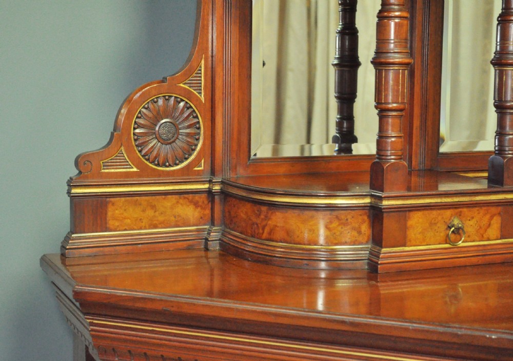 Large Antique Walnut Aesthetic Sideboard Dresser, Manner of Lambs of Manchester View IX