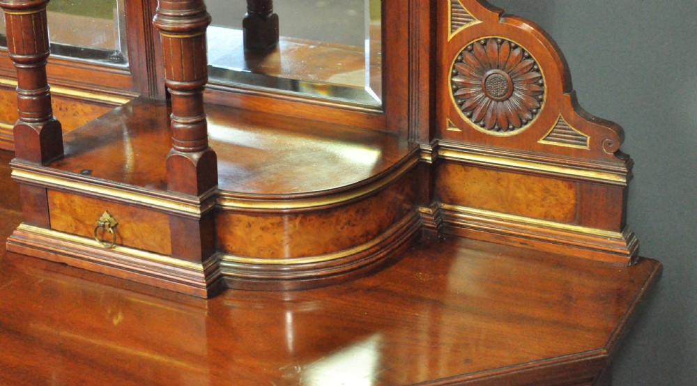 Large Antique Walnut Aesthetic Sideboard Dresser, Manner of Lambs of Manchester View X