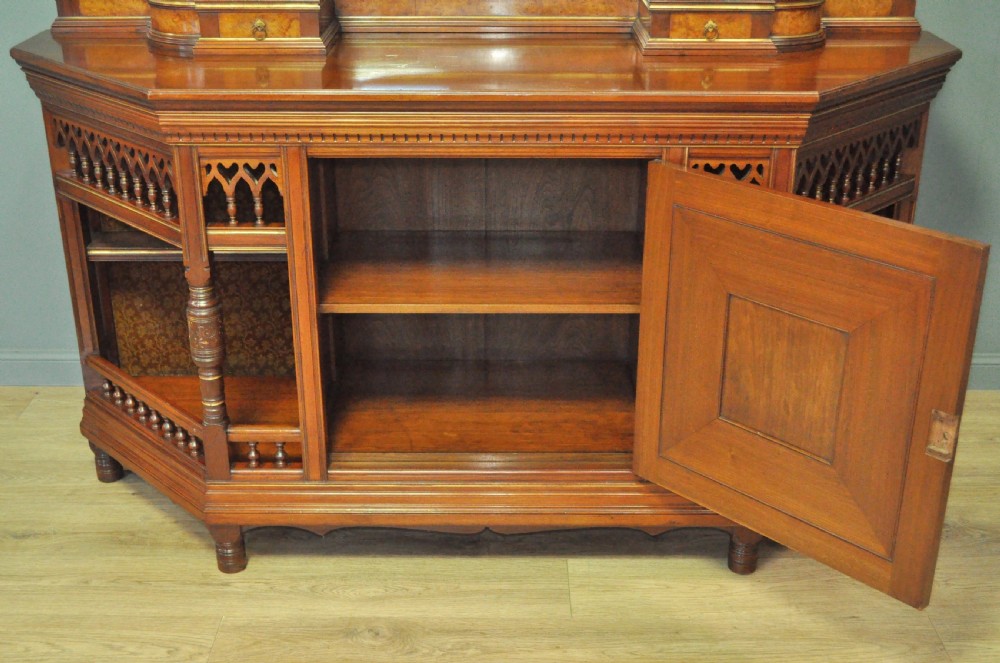 Large Antique Walnut Aesthetic Sideboard Dresser, Manner of Lambs of Manchester View XVIII