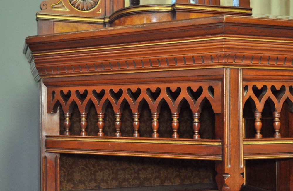 Large Antique Walnut Aesthetic Sideboard Dresser, Manner of Lambs of Manchester View XIX