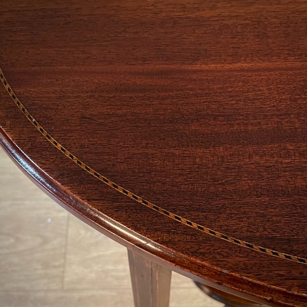 Attractive Edwardian Oval Inlaid Mahogany Two Tier Side Table View VII