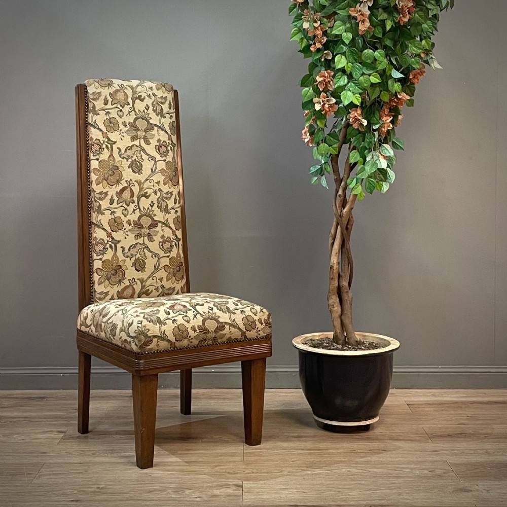 Attractive Antique High Back Walnut Upholstered Bedroom / Nursing Chair