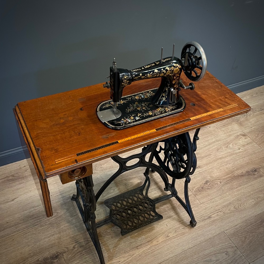 Rare Antique Victorian Kimball & Morton Oscillator Sewing Machine Cast Iron Base View IX