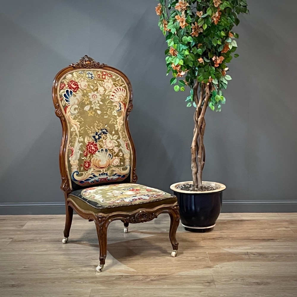 Superb High Backed Antique Victorian Carved Rosewood Upholstered Chair