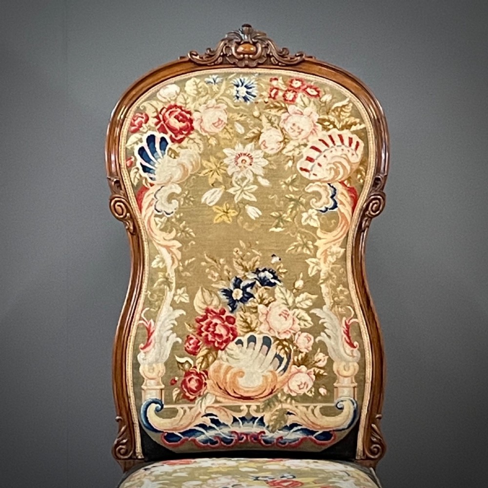 Superb High Backed Antique Victorian Carved Rosewood Upholstered Chair View V