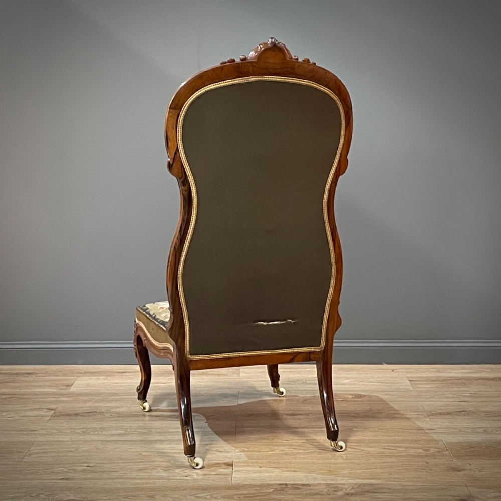 Superb High Backed Antique Victorian Carved Rosewood Upholstered Chair View XIV