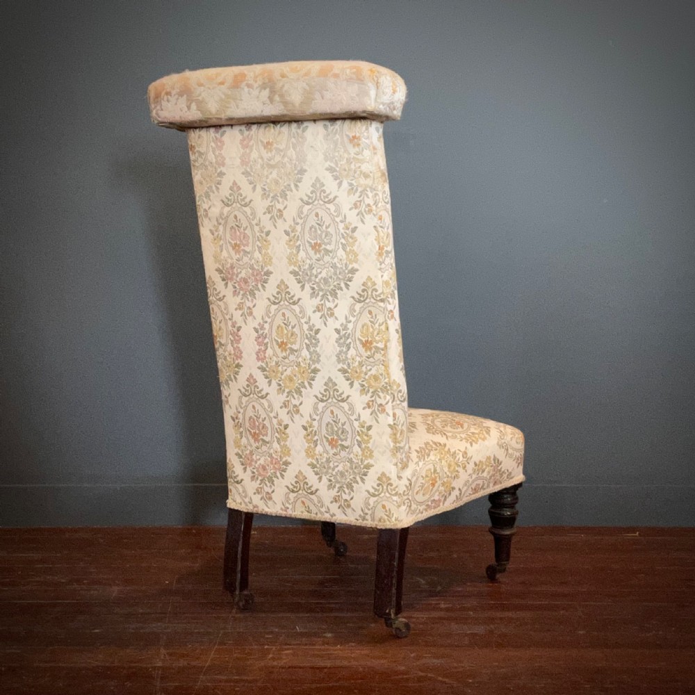 Attractive Antique Victorian Prie Dieu Mahogany Prayer Chair For Reupholstery View VI