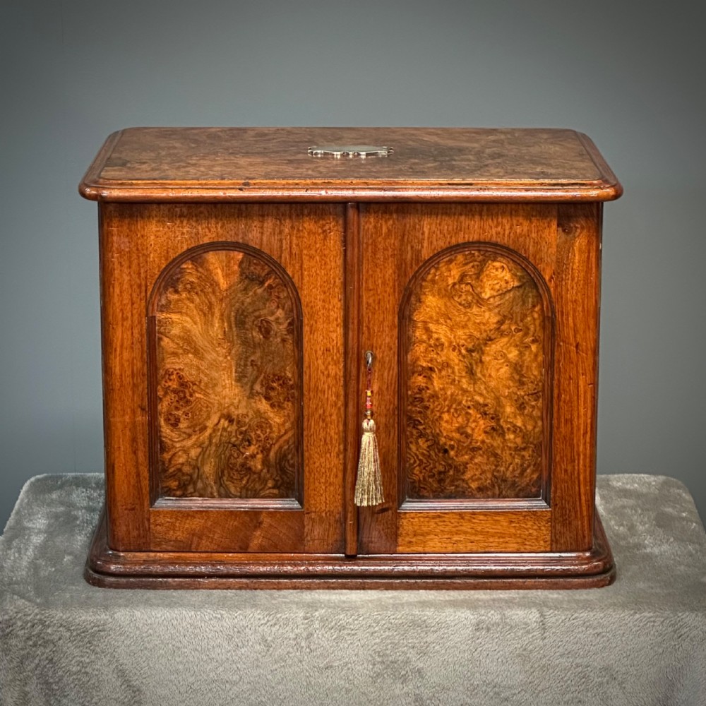 Attractive Antique Victorian Burr Walnut Cutlery Cabinet View III