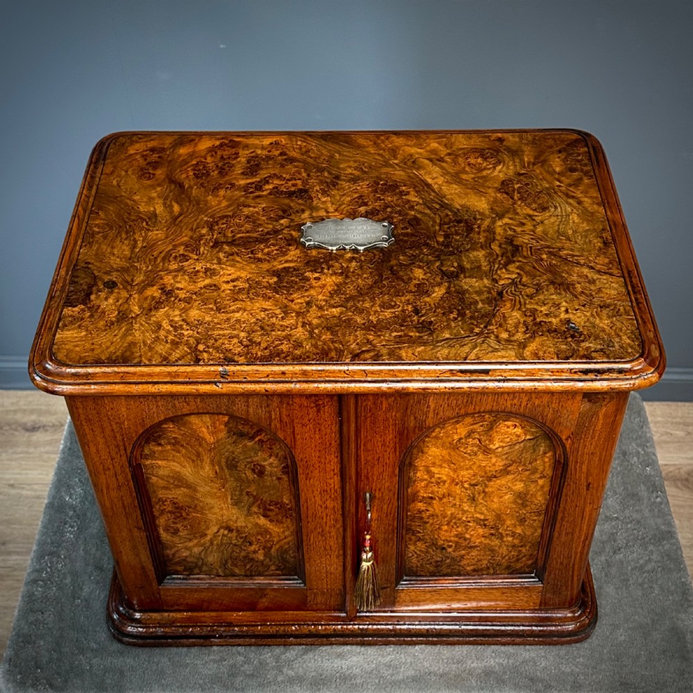 Attractive Antique Victorian Burr Walnut Cutlery Cabinet View VI