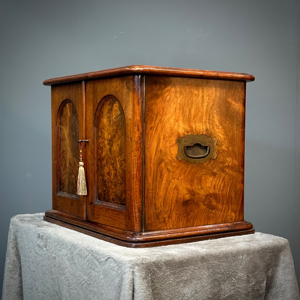 Attractive Antique Victorian Burr Walnut Cutlery Cabinet View XI
