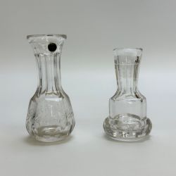 PAIR OF ANTIQUE CRYSTAL SPIRIT MEASURES INCLUDING ONE VICTORIAN RICHARDS PATENT