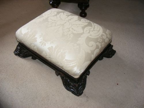 Rare Small Regency Foot Stool with Carved Legs.