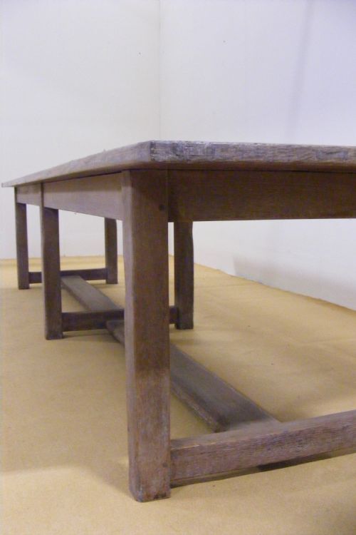 fig 2. Long solid limed oak victorian refrectory table with a two plank top