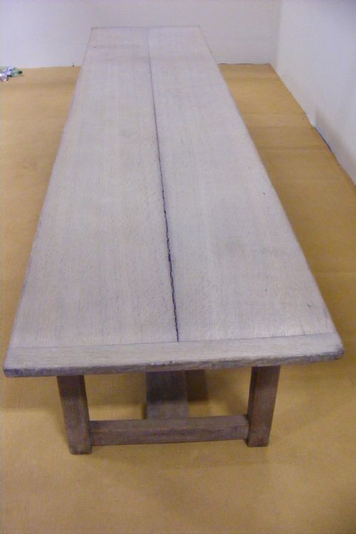 fig 4. Long solid limed oak victorian refrectory table with a two plank top