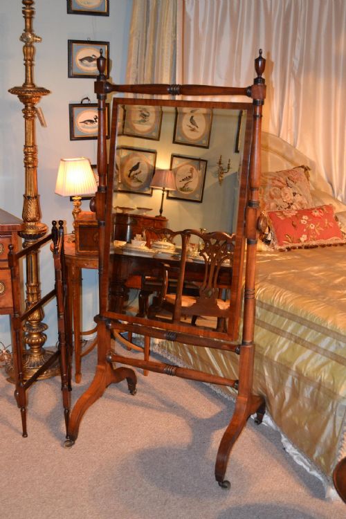 fig 1. George III sheraton mahogany cheval dressing mirror