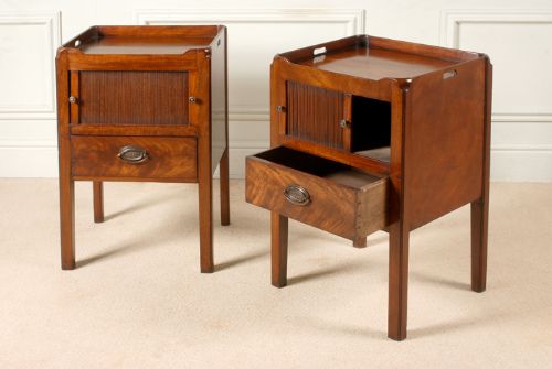 fig 1. A fine pair of George III tambour fronted bedside commodes in excellent condition