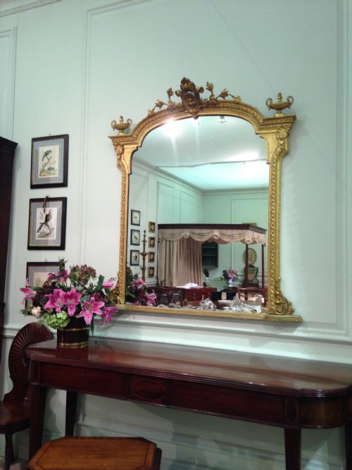 A Fine and Superb Mid 19th Century Gilt Overmantel Mirror with Makers Stamp.