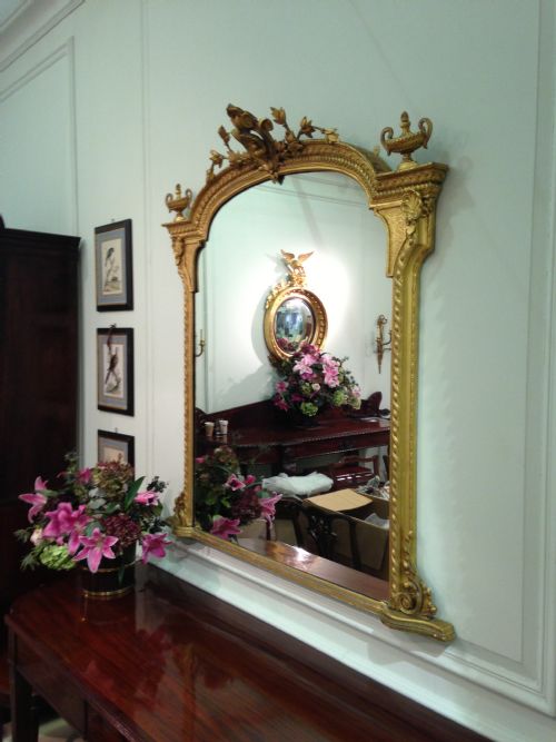 fig 2. A fine and superb mid 19th century gilt overmantel mirror with makers stamp.
