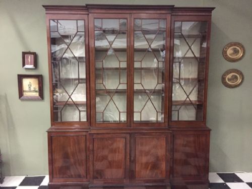 George III Mahogany Break Front Bookcase