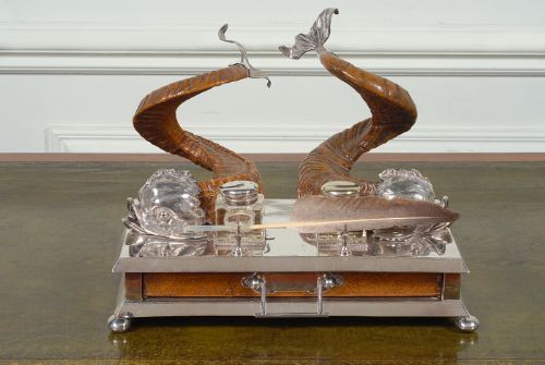 Rare and Wonderful Silver Plated Desk Stand
