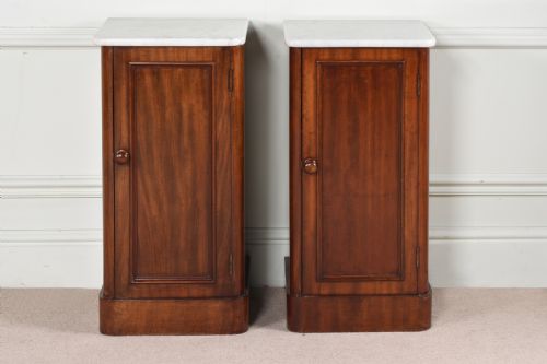 A Superb Pair of Heals & Son Marble Topped Bedside Cupboards