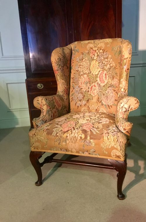 A Beautiful Queen Anne Style Wing Arm Chair