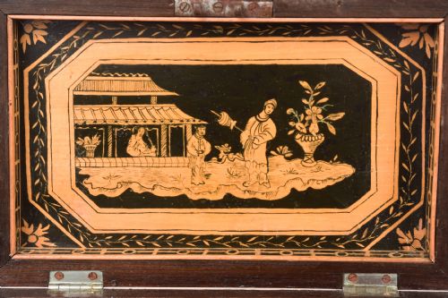 FINE QUALITY REGENCY PENWORK TEA CADDY - ADDITIONAL PHOTO 4