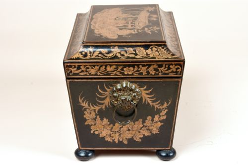 FINE QUALITY REGENCY PENWORK TEA CADDY - ADDITIONAL PHOTO 6