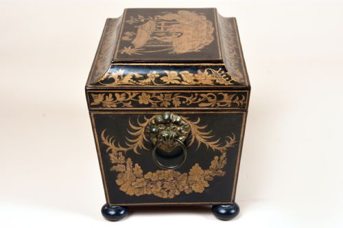 FINE QUALITY REGENCY PENWORK TEA CADDY - ADDITIONAL PHOTO 7