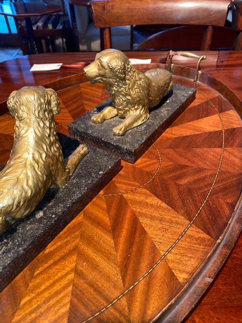 Rare Pair of Gilt Ormolu Spaniels
