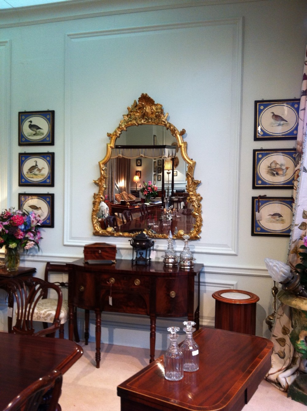  Regency hand carved and water gilded wall mirror.
