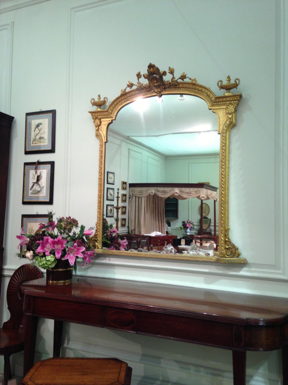 A fine and superb mid 19th century gilt overmantel mirror with makers stamp.