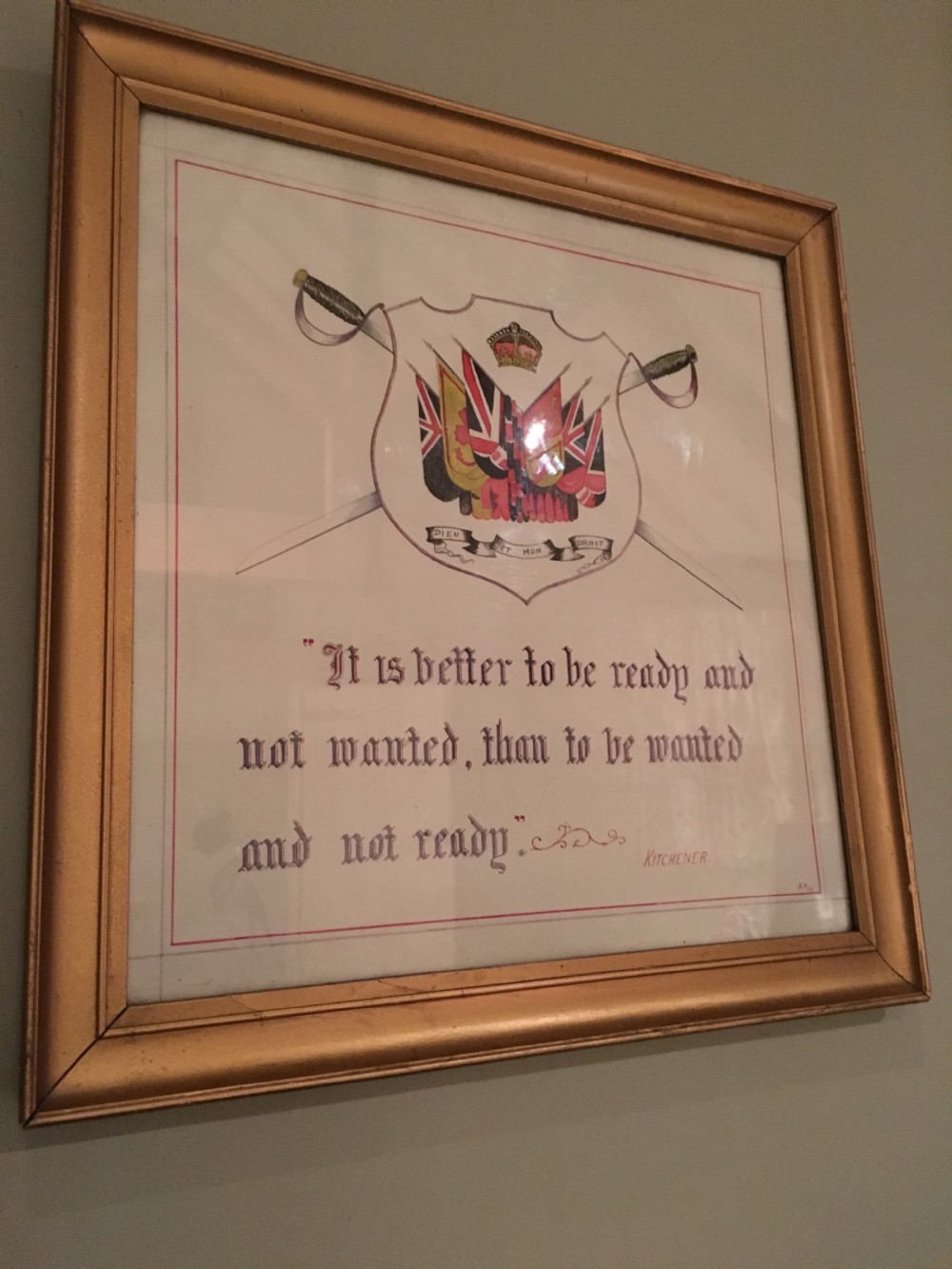 Watercolour quote by Lord Kitchener Militaria View II