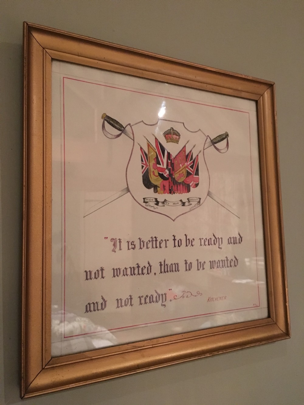 Watercolour quote by Lord Kitchener Militaria View III