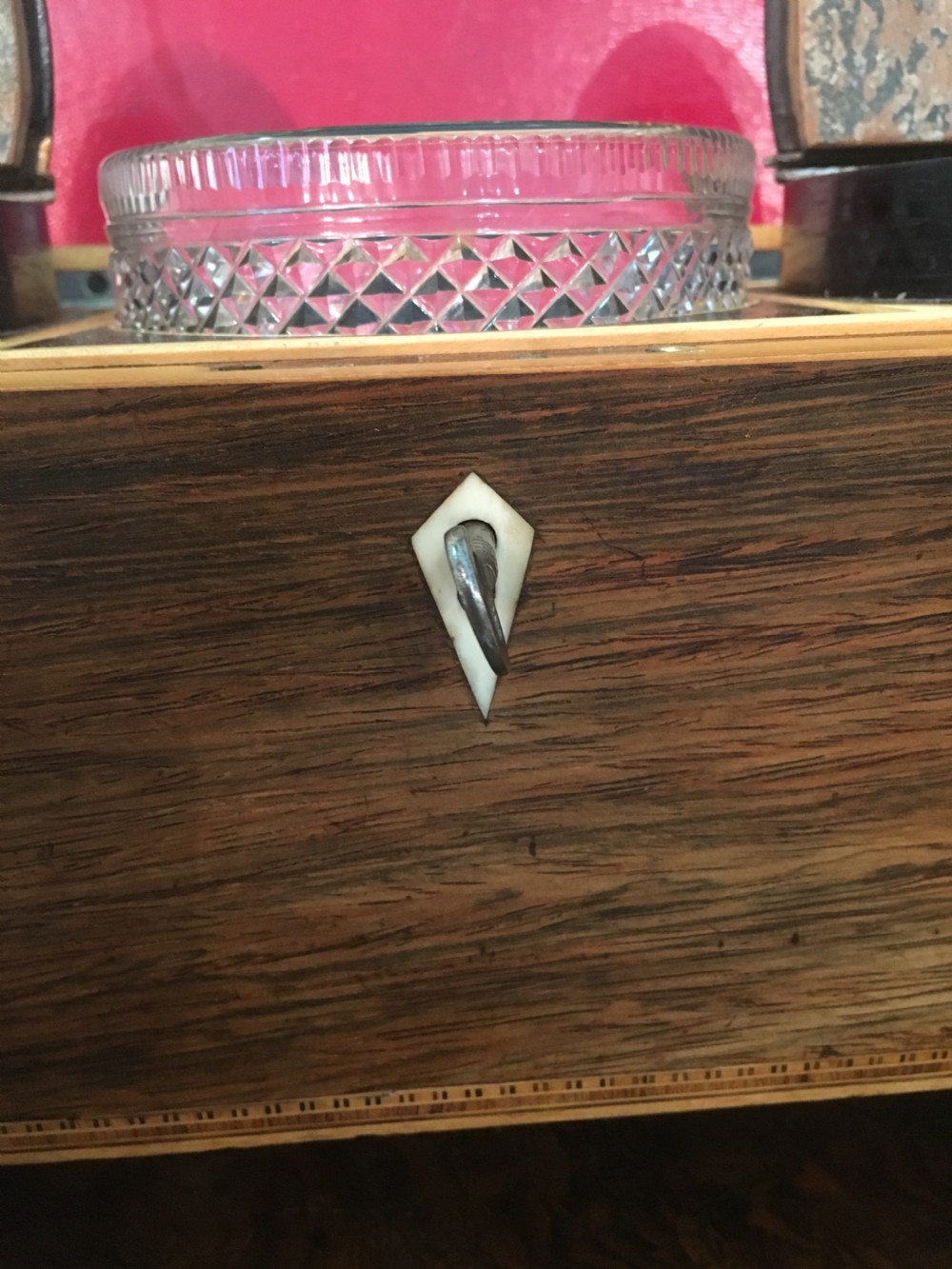 Rare Regency rosewood tea caddy with original interior View VIII
