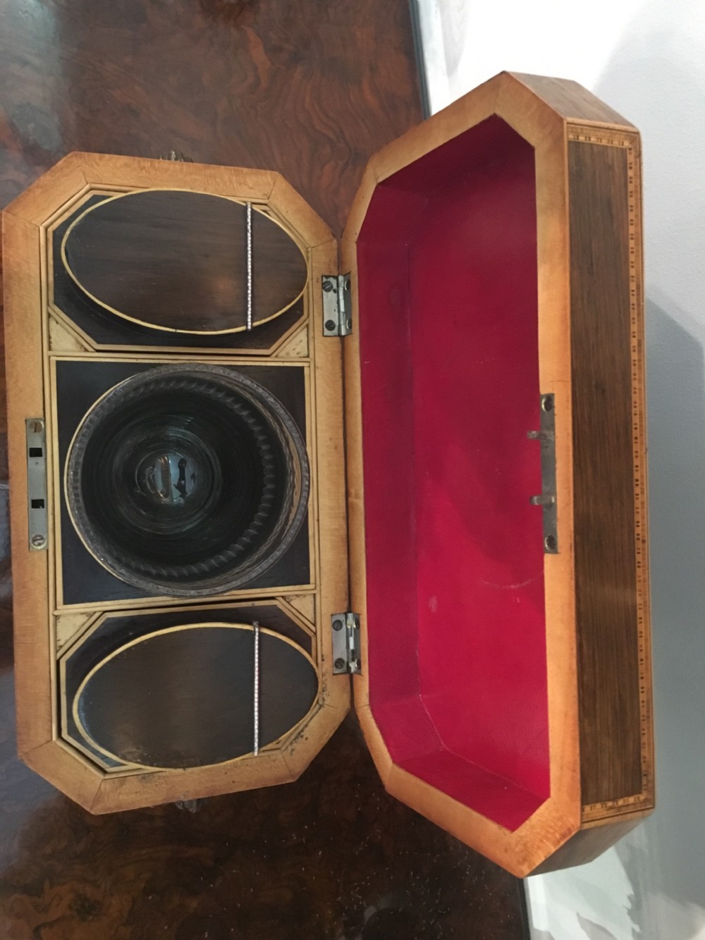 Rare Regency rosewood tea caddy with original interior View X
