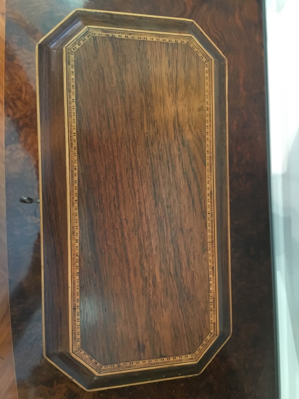 Rare Regency rosewood tea caddy with original interior View XI