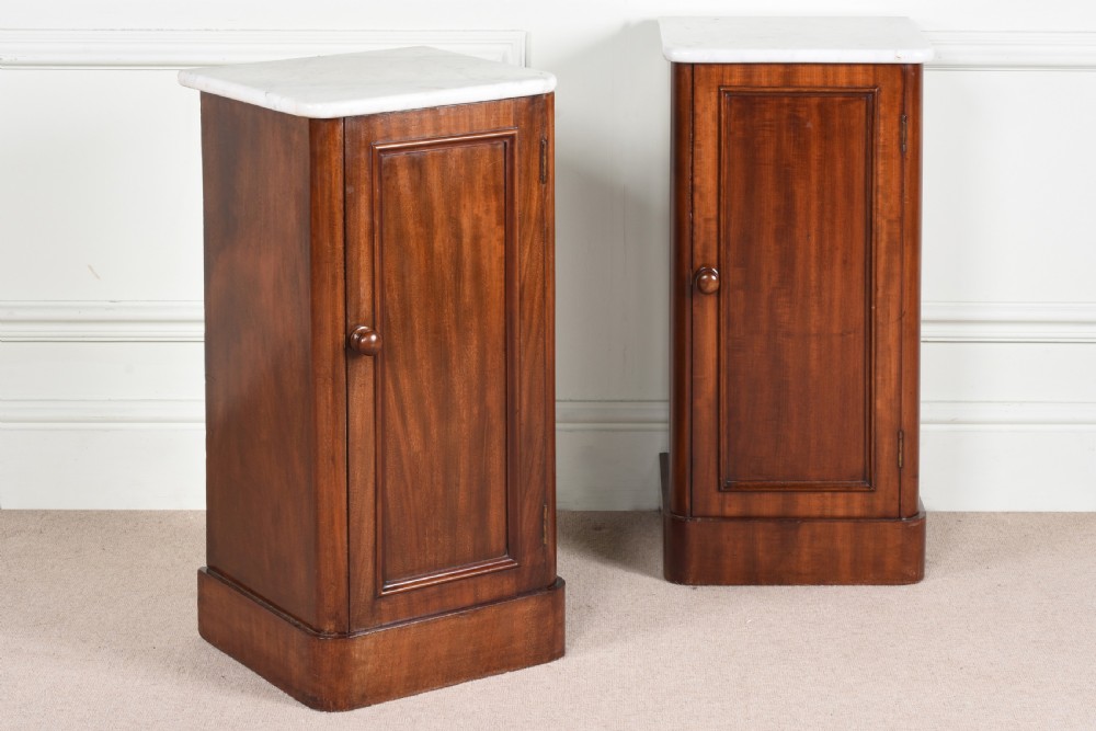 A superb pair of Heals & son marble topped bedside cupboards View II