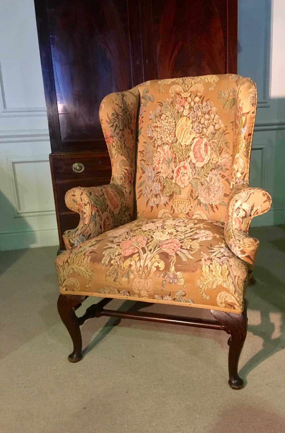 A beautiful Queen Anne style Wing Arm chair