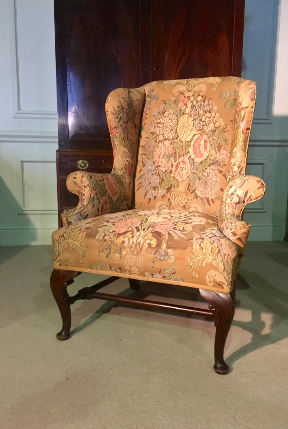 A beautiful Queen Anne style Wing Arm chair View II