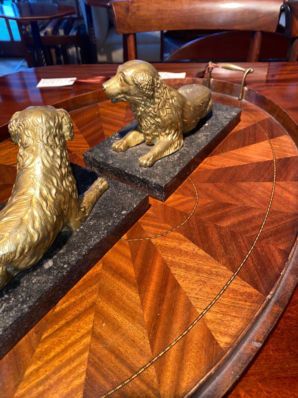 Rare pair of gilt ormolu Spaniels