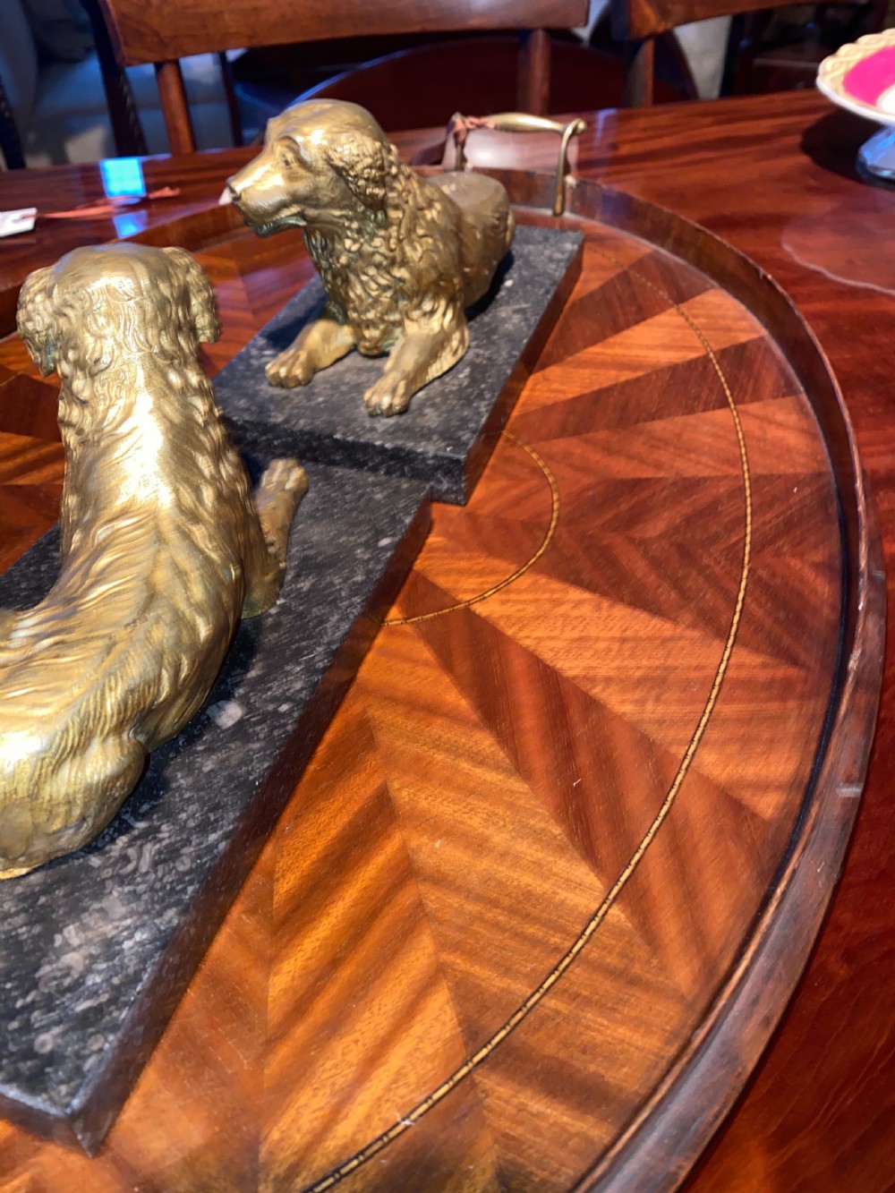 Rare pair of gilt ormolu Spaniels View III