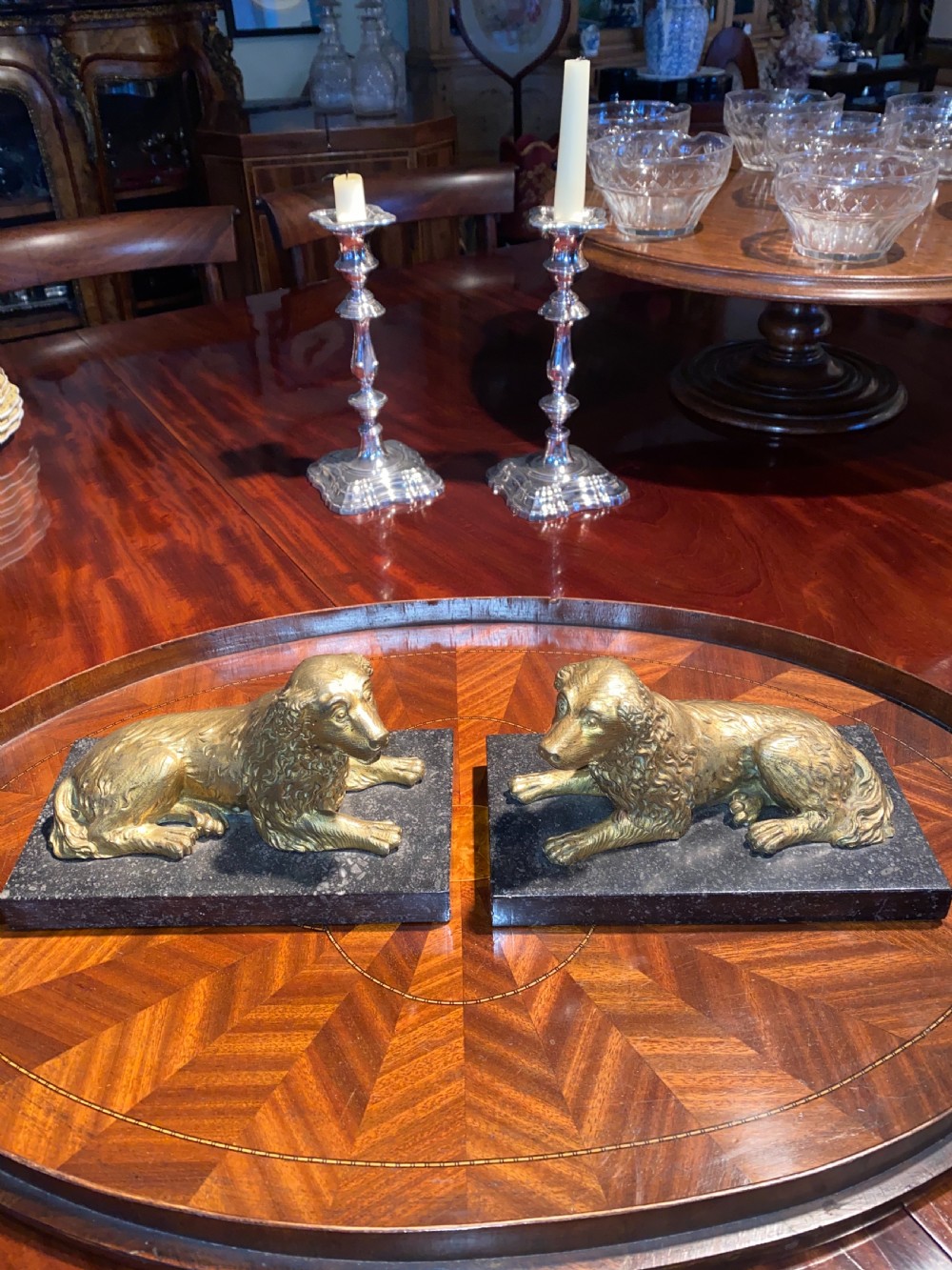 Rare pair of gilt ormolu Spaniels View V