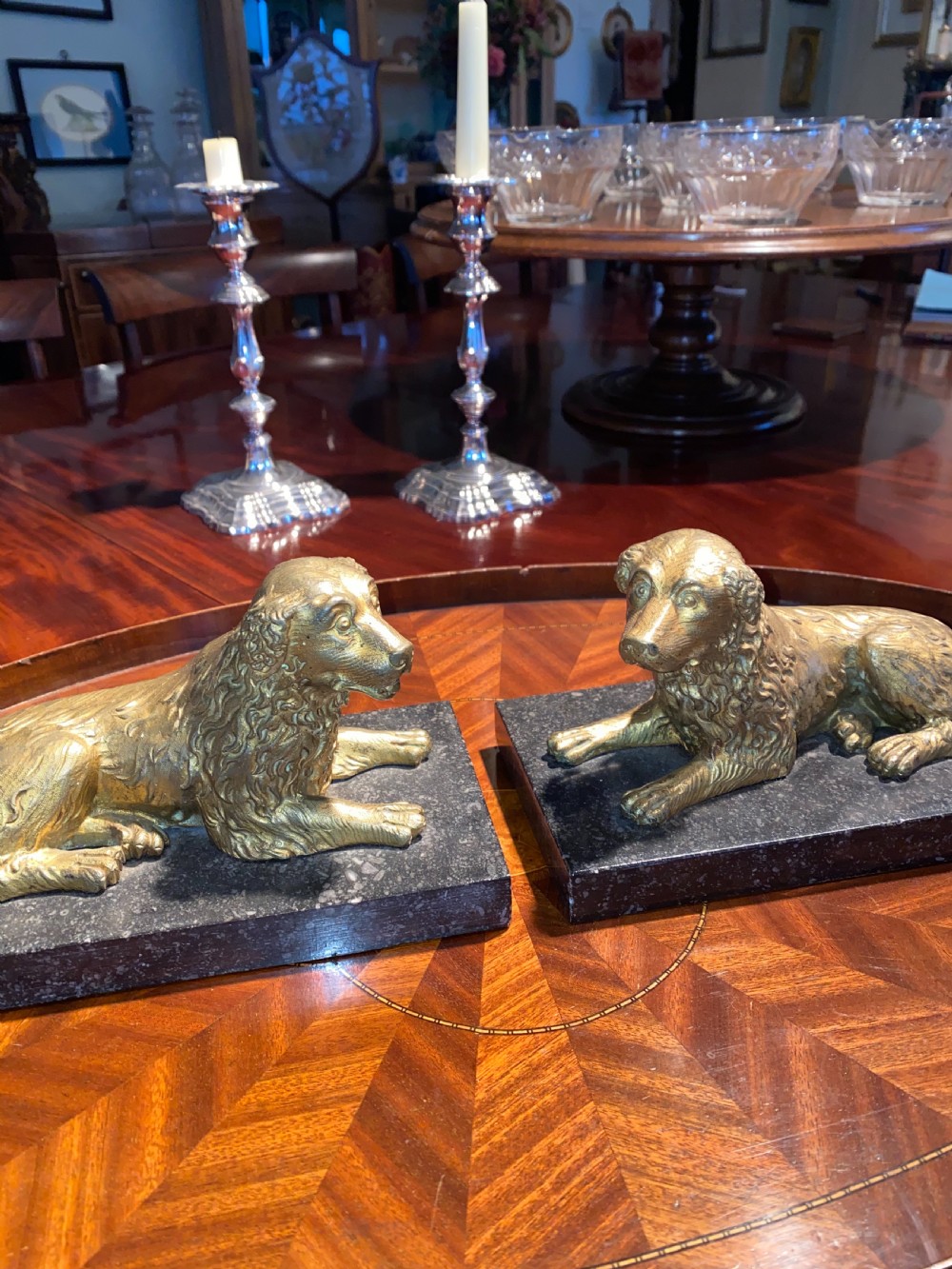 Rare pair of gilt ormolu Spaniels View VI