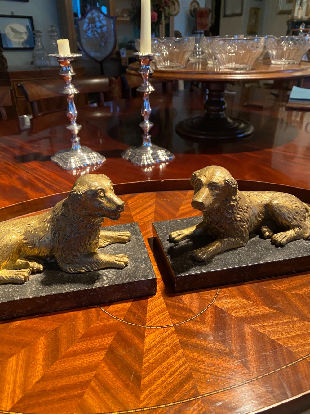Rare pair of gilt ormolu Spaniels View VII