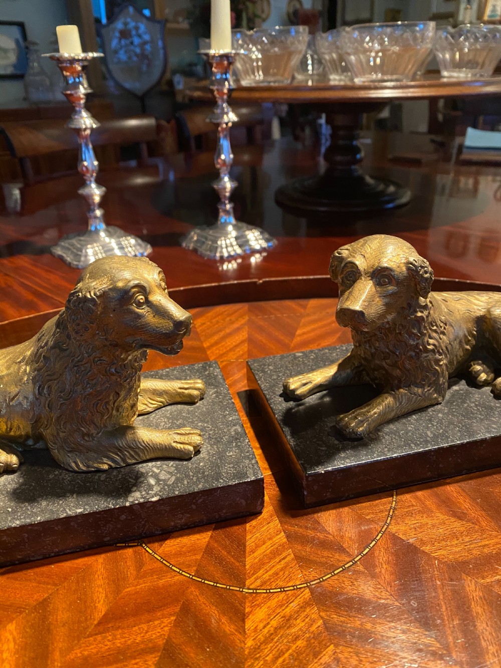 Rare pair of gilt ormolu Spaniels View VIII