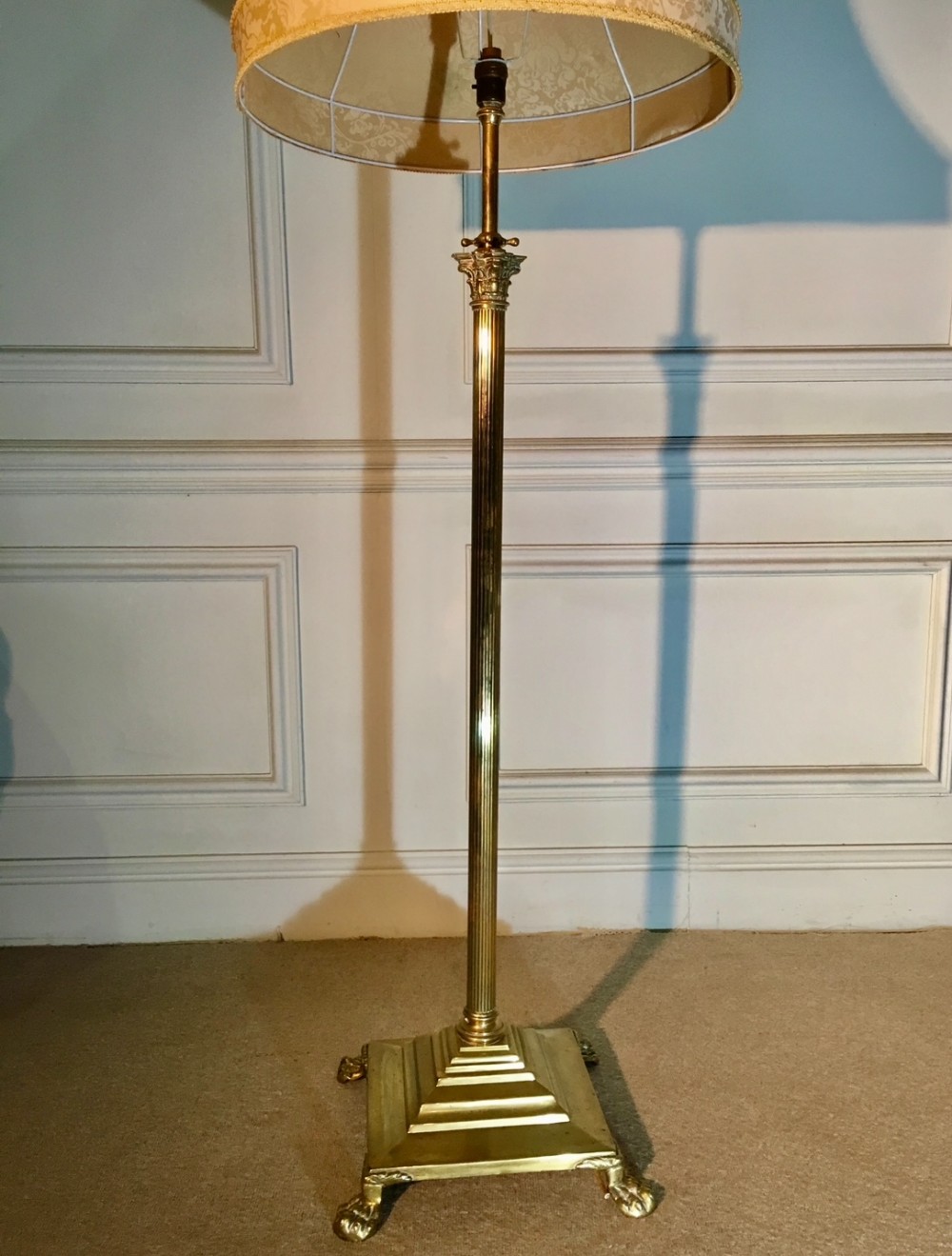 19th Century Brass Corinthian Column standard lamp